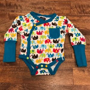 Mudpie Baby 0-3M Long Sleeve Elephant Onesie